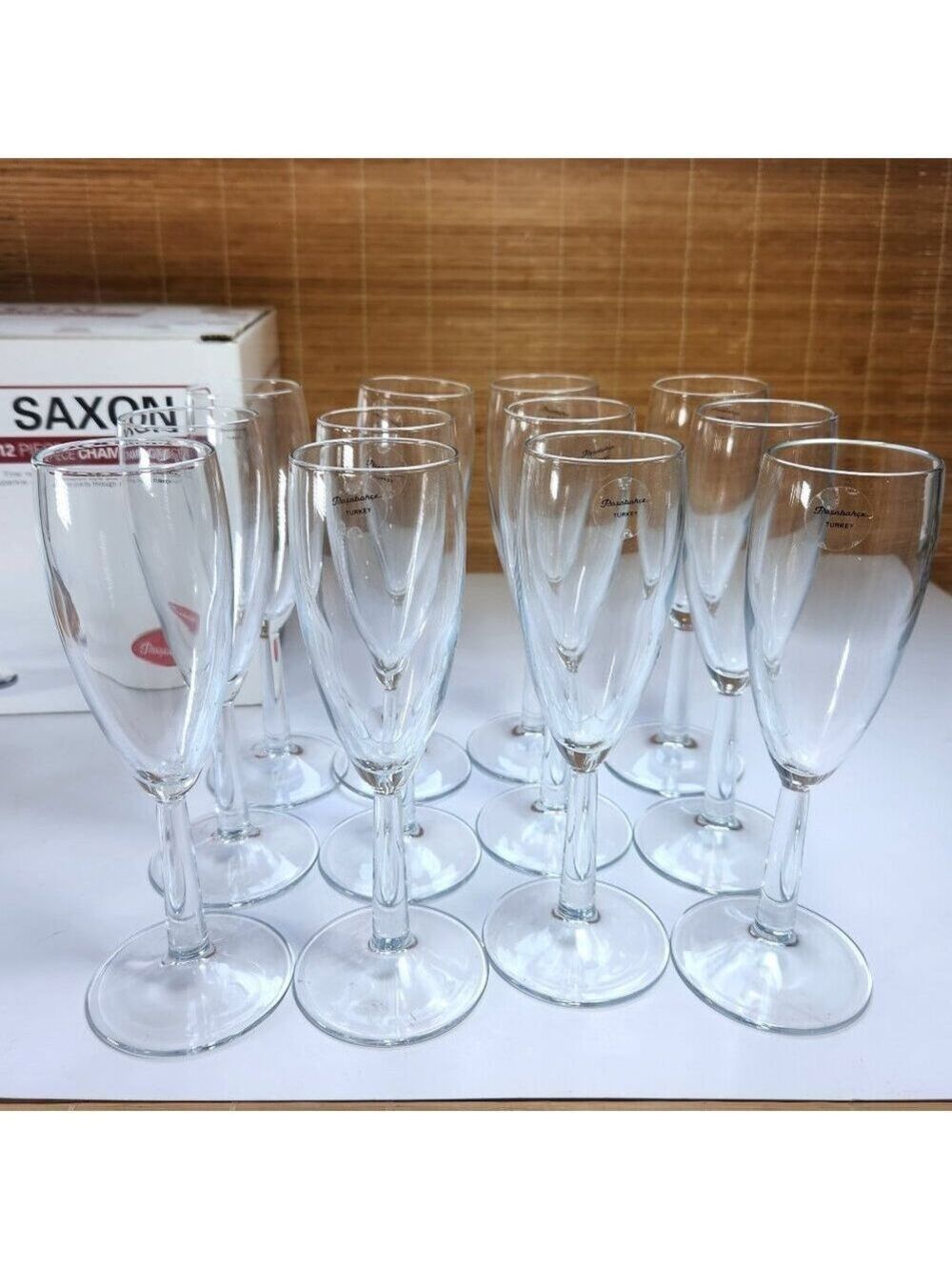 Pasabahce Champagne Flutes Glasses 12 Piece Set Wine Set Contemporary & Stylish